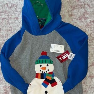 Sz 5 NWT GymboreeSnowman Hoodie with snowman hands pocket. ADORABLE!